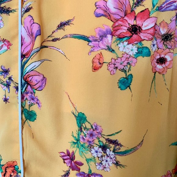 Yellow Floral Trousers Size Small - Picture 2 of 3